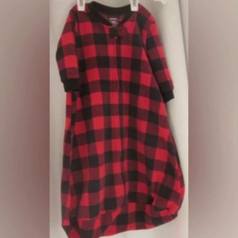 Carter's Baby Bunting, Red & Black Buffalo Plaid, Zip Down Fleece; Size 3-6m